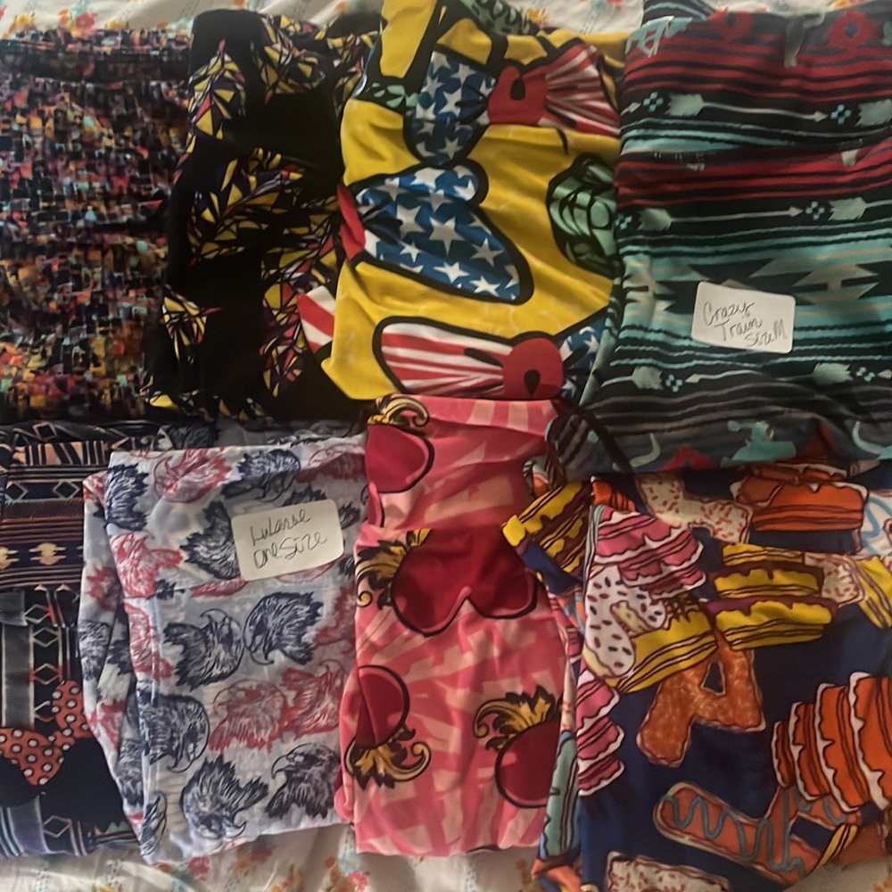 7 LuLaroe pair of leggings and 1 pair of Crazy Train leggings!